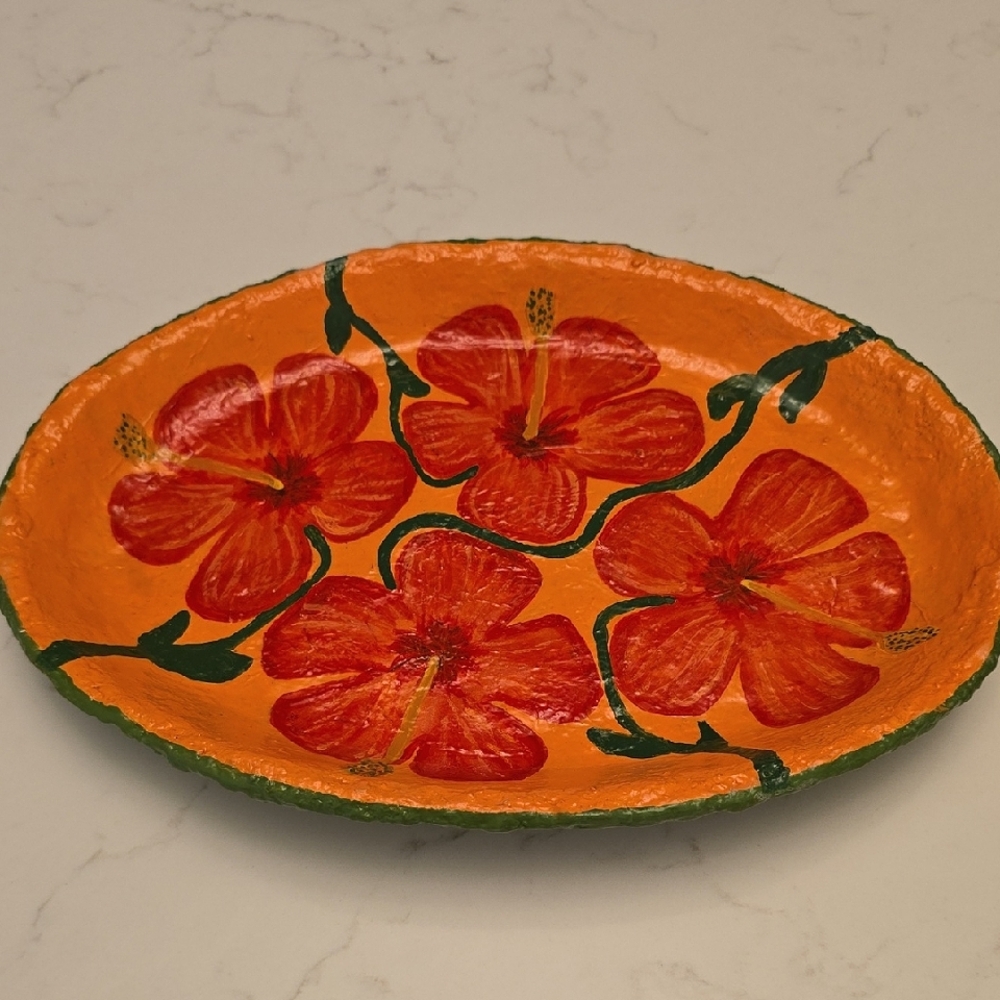 Handcrafted Floral Decorative Tray